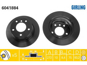 GIRLING 6041884 stabdžių diskas 
 Stabdžių sistema -> Diskinis stabdys -> Stabdžių diskas
34211163845, 34211164399, 34216794298