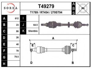 EAI T49279 kardaninis velenas 
 Ratų pavara -> Kardaninis velenas
8200482435, 8200661507