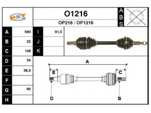 SNRA O1216 kardaninis velenas 
 Ratų pavara -> Kardaninis velenas
374145, 374183, 90348324, 90350824