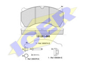 ICER 151281-066 stabdžių trinkelių rinkinys, diskinis stabdys 
 Techninės priežiūros dalys -> Papildomas remontas
152 24 835 APK4, 152 24 835 T400