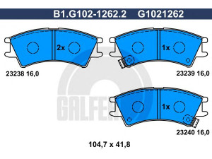 GALFER B1.G102-1262.2 stabdžių trinkelių rinkinys, diskinis stabdys 
 Techninės priežiūros dalys -> Papildomas remontas
58101-02A00