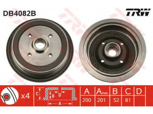 TRW DB4082B stabdžių būgnas 
 Stabdžių sistema -> Būgninis stabdys -> Stabdžių būgnas
811501615B, 893501615, 811501615B