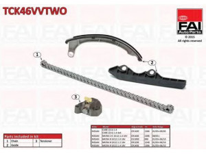 FAI AutoParts TCK46VVTWO pavaros grandinės komplektas 
 Variklis -> Variklio uždegimo laiko reguliavimo kontrolė -> Sinchronizavimo grandinė/įtempiklis/kreiptuvas -> Pavaros grandinės komplektas
13028AX000