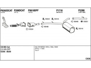 FENNO CI836 išmetimo sistema 
 Išmetimo sistema -> Išmetimo sistema, visa