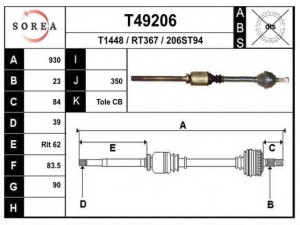 EAI T49206 kardaninis velenas 
 Ratų pavara -> Kardaninis velenas
7700107504, 7711135205, 8200063808