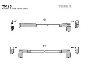 TESLA T912B uždegimo laido komplektas 
 Kibirkšties / kaitinamasis uždegimas -> Uždegimo laidai/jungtys