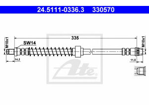 ATE 24.5111-0336.3 stabdžių žarnelė 
 Stabdžių sistema -> Stabdžių žarnelės
96 102 107, 46201-00Q0E, 46201-00QAG