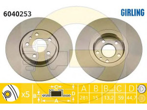 GIRLING 6040253 stabdžių diskas 
 Dviratė transporto priemonės -> Stabdžių sistema -> Stabdžių diskai / priedai
0060653487, 0060658567, 60617106