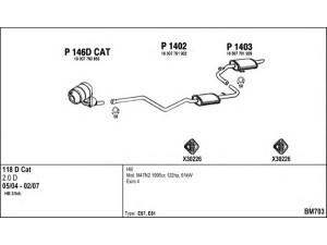 FENNO BM703 išmetimo sistema 
 Išmetimo sistema -> Išmetimo sistema, visa