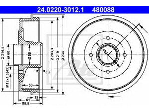 ATE 24.0220-3012.1 stabdžių būgnas 
 Stabdžių sistema -> Būgninis stabdys -> Stabdžių būgnas
77 00 820 816, 77 00 840 711