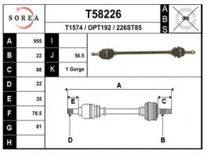 EAI T58226 kardaninis velenas 
 Ratų pavara -> Kardaninis velenas
374104