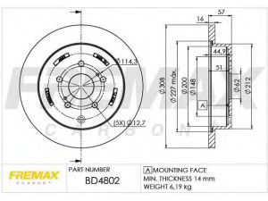 FREMAX BD-4802 stabdžių diskas 
 Stabdžių sistema -> Diskinis stabdys -> Stabdžių diskas
5561-77K01, 55611-77K00