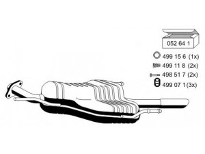 ERNST 053099 galinis duslintuvas 
 Išmetimo sistema -> Duslintuvas
58 52 089, 58 52 143, 58 52 144