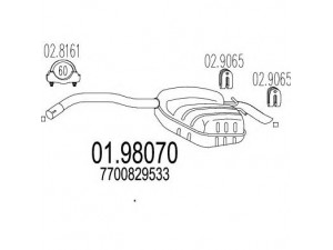 MTS 01.98070 galinis duslintuvas 
 Išmetimo sistema -> Duslintuvas
7700829533