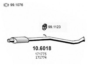 ASSO 10.6018 vidurinis duslintuvas 
 Išmetimo sistema -> Duslintuvas
171774, 171775, 171774, 171775