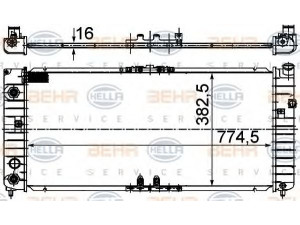 HELLA 8MK 376 774-821 radiatorius, variklio aušinimas 
 Aušinimo sistema -> Radiatorius/alyvos aušintuvas -> Radiatorius/dalys
9031060
