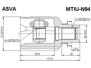 ASVA MTIU-N94 jungčių komplektas, kardaninis velenas 
 Ratų pavara -> Sujungimai/komplektas
MR336596