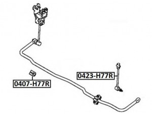 ASVA 0423-H77R šarnyro stabilizatorius 
 Ašies montavimas/vairavimo mechanizmas/ratai -> Stabilizatorius/fiksatoriai -> Savaime išsilyginanti atrama
MR510319