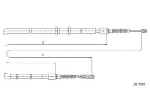 CABOR 10.7545 trosas, stovėjimo stabdys 
 Stabdžių sistema -> Valdymo svirtys/trosai
8A0609721AF, 8A0609721J, 8A0609721T