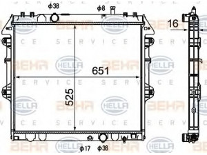 HELLA 8MK 376 790-181 radiatorius, variklio aušinimas 
 Aušinimo sistema -> Radiatorius/alyvos aušintuvas -> Radiatorius/dalys
16400-0L140, 16400-0L160