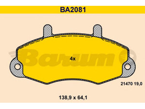 BARUM BA2081 stabdžių trinkelių rinkinys, diskinis stabdys 
 Techninės priežiūros dalys -> Papildomas remontas
1134158, 5028763, 6197738, 7018202