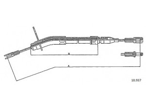 CABOR 10.937 trosas, stovėjimo stabdys 
 Stabdžių sistema -> Valdymo svirtys/trosai
1234200485, 1234200485