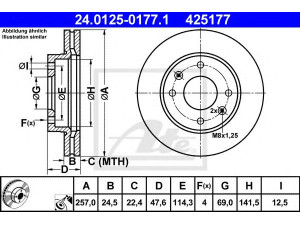 ATE 24.0125-0177.1 stabdžių diskas 
 Dviratė transporto priemonės -> Stabdžių sistema -> Stabdžių diskai / priedai
51712-38300, 51712-3C000