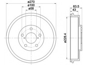 HELLA 8DT 355 300-911 stabdžių būgnas 
 Stabdžių sistema -> Būgninis stabdys -> Stabdžių būgnas
26340AA010, 26740FA000