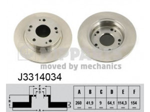 NIPPARTS J3314034 stabdžių diskas 
 Stabdžių sistema -> Diskinis stabdys -> Stabdžių diskas
42510-SMG-E20, 42510-SNA-A00
