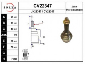 EAI CV22347K jungčių komplektas, kardaninis velenas 
 Ratų pavara -> Sujungimai/komplektas