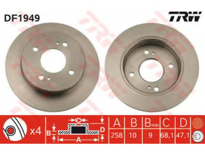 TRW DF1949 stabdžių diskas 
 Dviratė transporto priemonės -> Stabdžių sistema -> Stabdžių diskai / priedai
4020601P03, 43206N9501, 43206N9502
