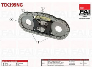 FAI AutoParts TCK199NG pavaros grandinės komplektas 
 Variklis -> Variklio uždegimo laiko reguliavimo kontrolė -> Sinchronizavimo grandinė/įtempiklis/kreiptuvas -> Pavaros grandinės komplektas