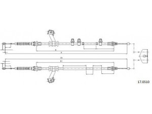 CABOR 17.0510 trosas, stovėjimo stabdys 
 Stabdžių sistema -> Valdymo svirtys/trosai
D65144400D, D65144400H, D65144400J