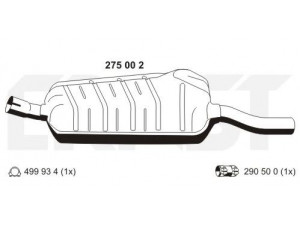 ERNST 275002 vidurinis duslintuvas 
 Išmetimo sistema -> Duslintuvas
18 30 7 510 680, 18 30 7 511 648