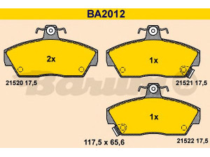 BARUM BA2012 stabdžių trinkelių rinkinys, diskinis stabdys 
 Techninės priežiūros dalys -> Papildomas remontas
GBP90314