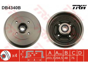 TRW DB4340B stabdžių būgnas 
 Stabdžių sistema -> Būgninis stabdys -> Stabdžių būgnas
43206AX650