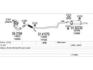 MTS C110603009073 išmetimo sistema 
 Išmetimo sistema -> Išmetimo sistema, visa