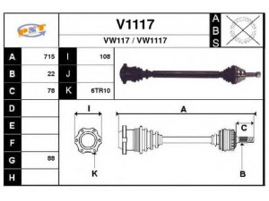 SNRA V1117 kardaninis velenas 
 Ratų pavara -> Kardaninis velenas
6X0407272E