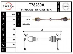 EAI T78280A kardaninis velenas 
 Ratų pavara -> Kardaninis velenas