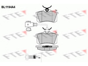 FTE BL1194A4 stabdžių trinkelių rinkinys, diskinis stabdys 
 Techninės priežiūros dalys -> Papildomas remontas
1133447, 1133448, 1205697, 1207509