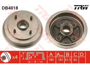 TRW DB4018 stabdžių būgnas 
 Stabdžių sistema -> Būgninis stabdys -> Stabdžių būgnas
1320208M02, 40222M7101, 4320201A01