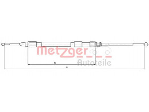 METZGER 10.4158 trosas, stovėjimo stabdys 
 Stabdžių sistema -> Valdymo svirtys/trosai
3440 6 761 097, 3440 6 770 603