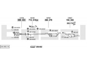 BOSAL 034.950.18 išmetimo sistema 
 Išmetimo sistema -> Išmetimo sistema, visa