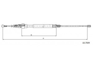 CABOR 10.7509 trosas, stovėjimo stabdys 
 Stabdžių sistema -> Valdymo svirtys/trosai
1K0609721BE, 1K0609721Q, 1K0609721BE