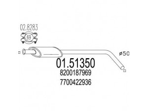 MTS 01.51350 vidurinis duslintuvas 
 Išmetimo sistema -> Duslintuvas
7700422936, 8200187969