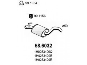 ASSO 58.6032 vidurinis duslintuvas 
 Išmetimo sistema -> Duslintuvas
1H0253409B, 1H0253409E, 1H0253409Q