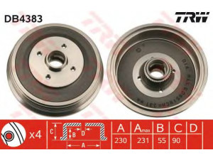TRW DB4383 stabdžių būgnas 
 Stabdžių sistema -> Būgninis stabdys -> Stabdžių būgnas
6K9501615A, 6K9501615A, 6K9501615D