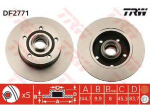 TRW DF2771 stabdžių diskas 
 Stabdžių sistema -> Diskinis stabdys -> Stabdžių diskas
8D0615301B, 8D0615601B, 8DO615301B