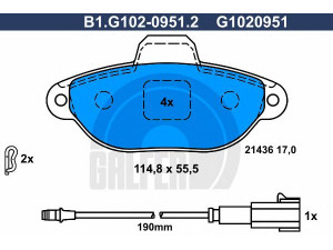 GALFER B1.G102-0951.2 stabdžių trinkelių rinkinys, diskinis stabdys 
 Techninės priežiūros dalys -> Papildomas remontas
77364635, 77365816, 1559698, 1669578