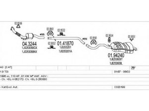 MTS C020199000565 išmetimo sistema 
 Išmetimo sistema -> Išmetimo sistema, visa